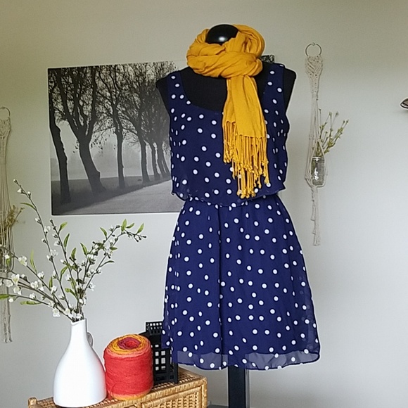 Blue polka dot dress - Picture 1 of 6